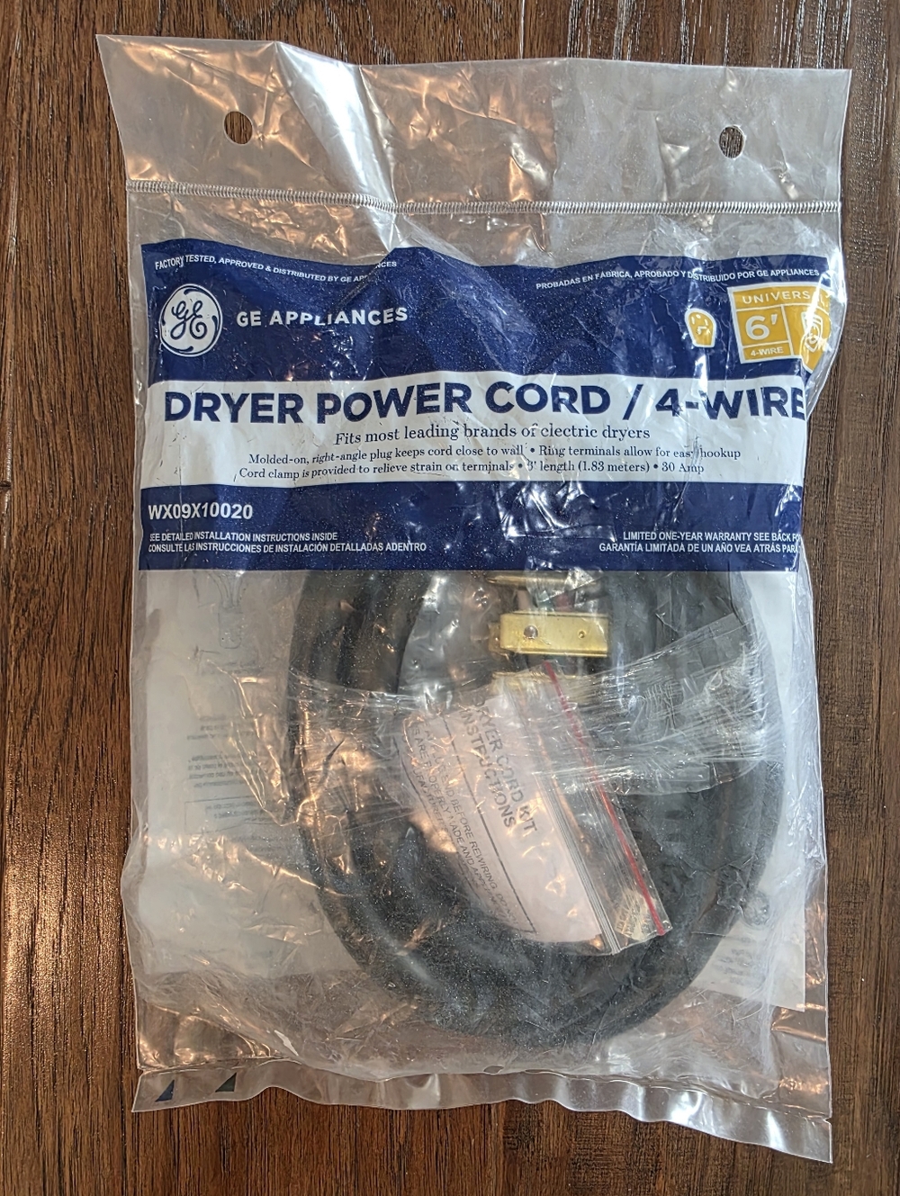 GE Appliances Universal Dryer Power Cord 4 Wire WX09X10020  30A 125/250V